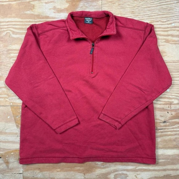 faded red boxy woolrich quarter zip sweatshirt - Picture 1 of 6